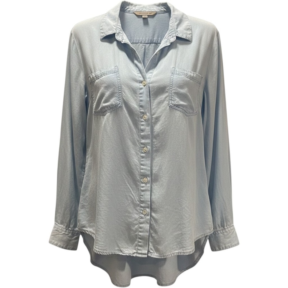 Alexander Jordan Womens Light Blue‎ Long Sleeve Button Down Shirt Size L Pocket